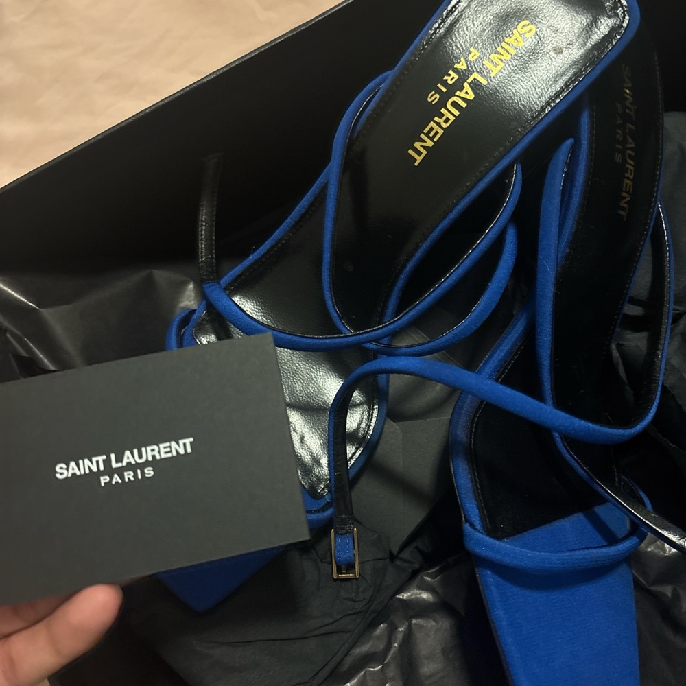 Saint Laurent Vibrant Blue Strappy Sandals